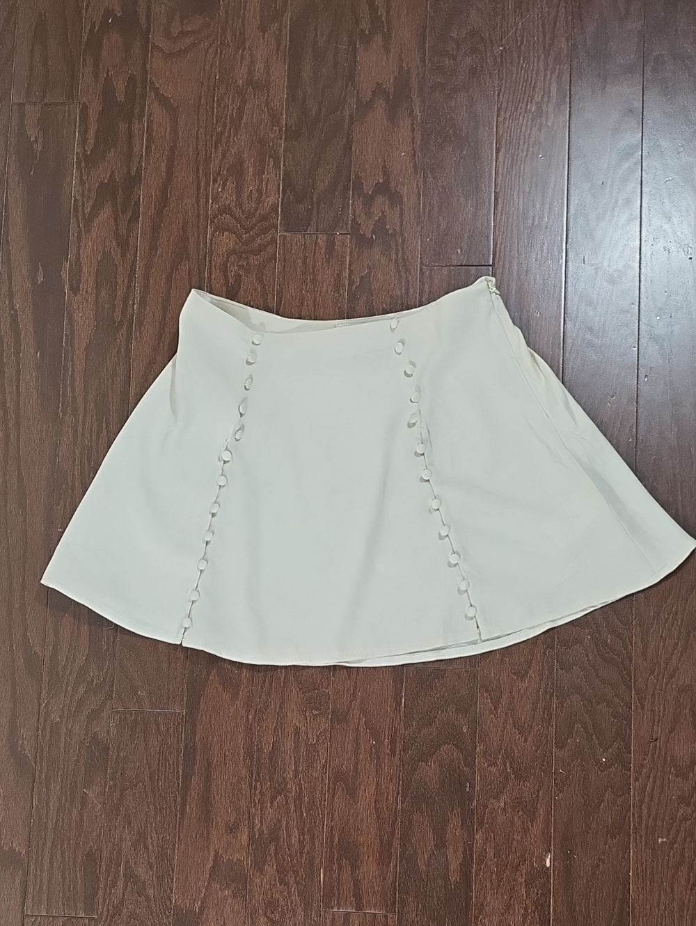 Urban Outfitters Cream Flared Circle Skirt with Button Panel